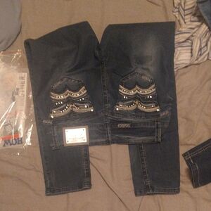 Embellished Dark Blue Jeans